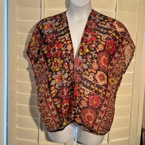 Boho Floral Printed Kimono Cardigan - Multicolor Sz: M